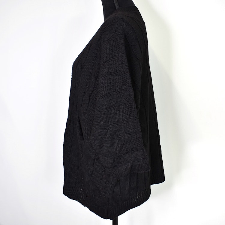 Kort Kabelstickad Cardigan SVART