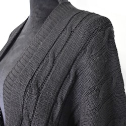 Kort Kabelstickad Cardigan SVART