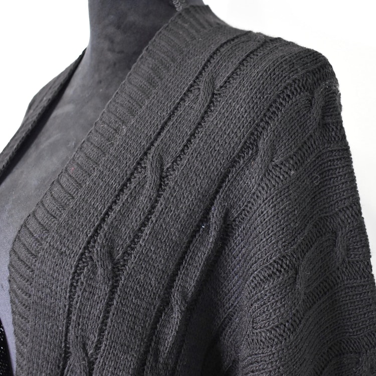 Kort Kabelstickad Cardigan SVART