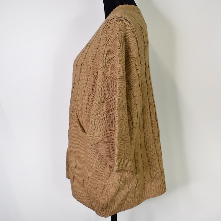 Kort Kabelstickad Cardigan CAMEL