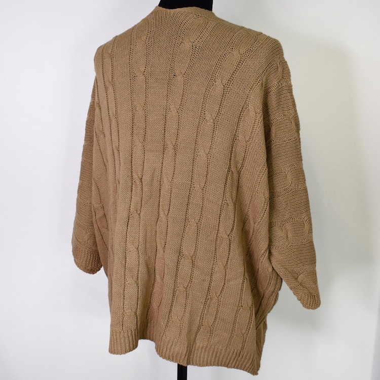 Kort Kabelstickad Cardigan CAMEL