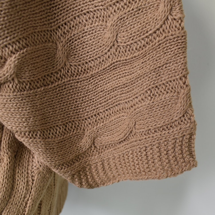 Kort Kabelstickad Cardigan CAMEL