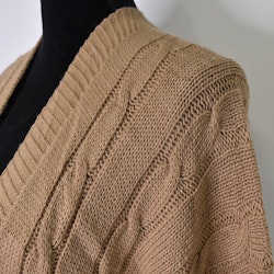 Kort Kabelstickad Cardigan CAMEL