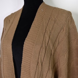 Kort Kabelstickad Cardigan CAMEL
