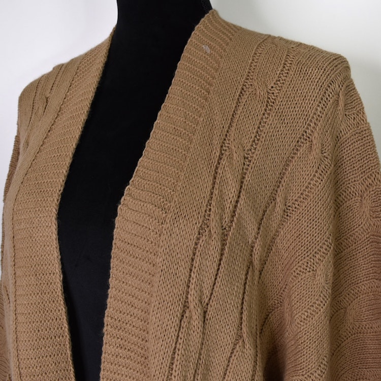 Kort Kabelstickad Cardigan CAMEL