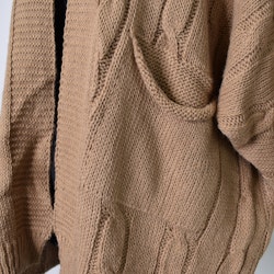 Kort Kabelstickad Cardigan CAMEL