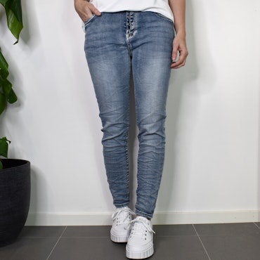 Jeans med knappar LJUS BLÅ - Newplay