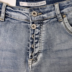 Jeans med knappar LJUS BLÅ - Newplay