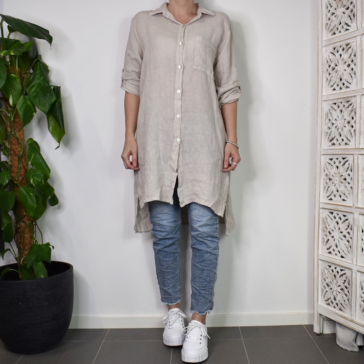 Linneskjorta BEIGE