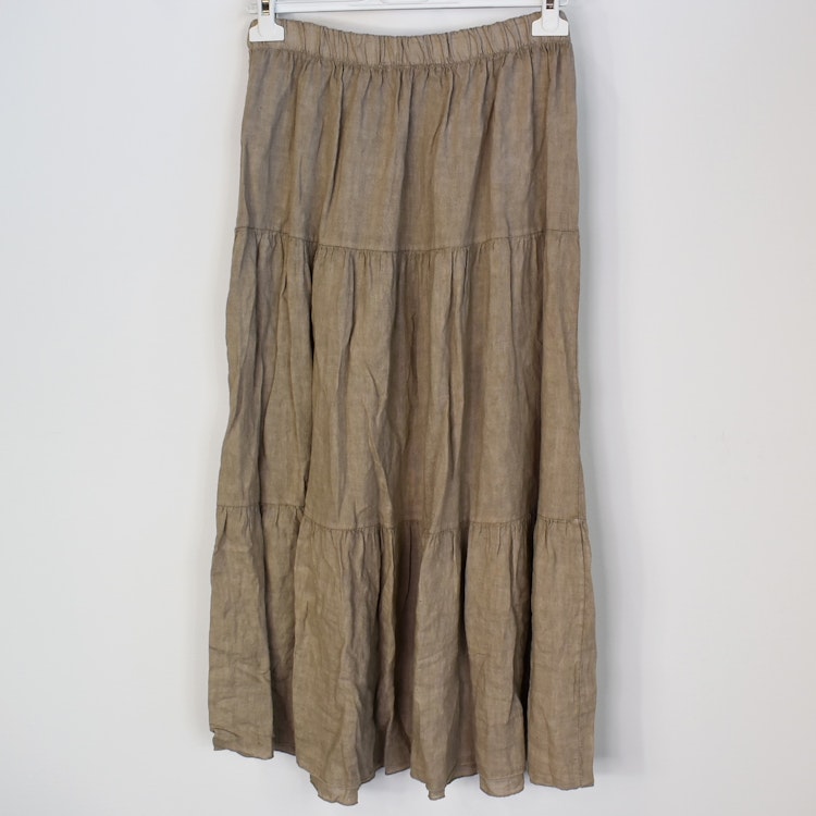 Linnekjol med volanger TAUPE