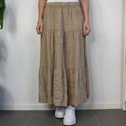 Linnekjol med volanger TAUPE