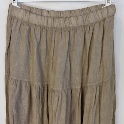 Linnekjol med volanger TAUPE