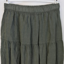 Linnekjol med volanger KAKI