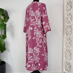 Linneklänning med spets Mönstrad FUSCHIA