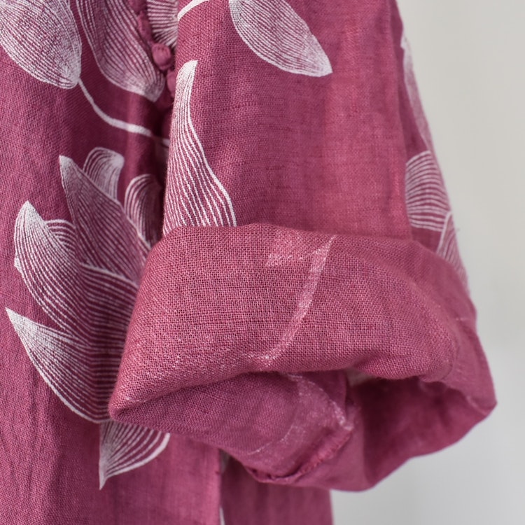 Linneklänning med spets Mönstrad FUSCHIA