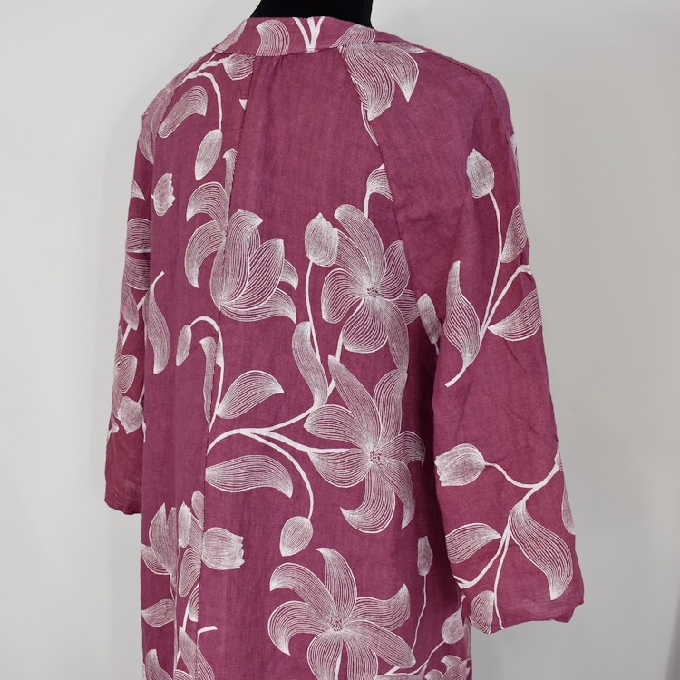 Linneklänning med spets Mönstrad FUSCHIA