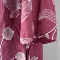 Linneklänning med spets Mönstrad FUSCHIA