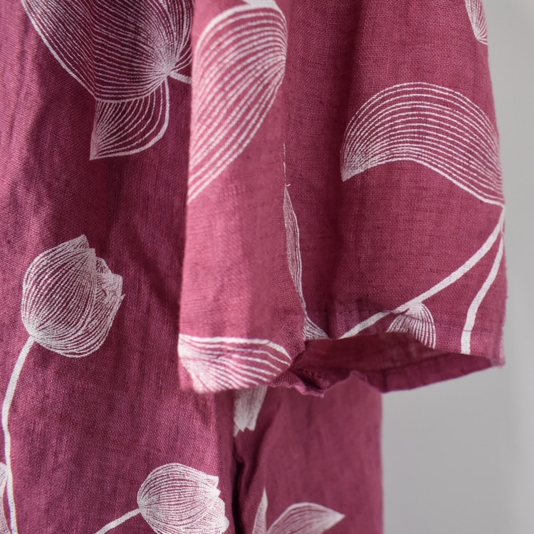 Linneklänning med spets Mönstrad FUSCHIA