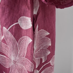 Linneklänning med spets Mönstrad FUSCHIA