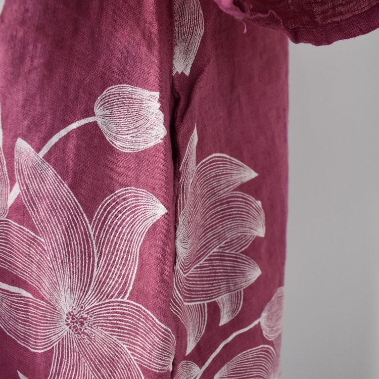 Linneklänning med spets Mönstrad FUSCHIA