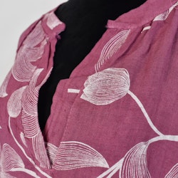 Linneklänning med spets Mönstrad FUSCHIA