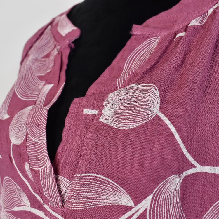 Linneklänning med spets Mönstrad FUSCHIA