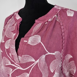 Linneklänning med spets Mönstrad FUSCHIA
