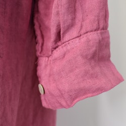 Lång skjortklänning i linne FUSCHIA
