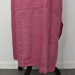Lång skjortklänning i linne FUSCHIA