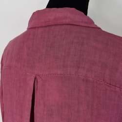 Lång skjortklänning i linne FUSCHIA