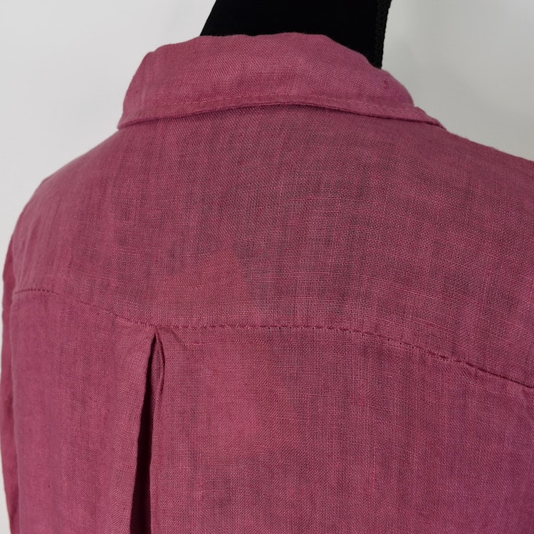 Lång skjortklänning i linne FUSCHIA