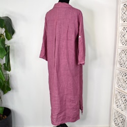 Lång Linneskjorta med fickor FUSCHIA