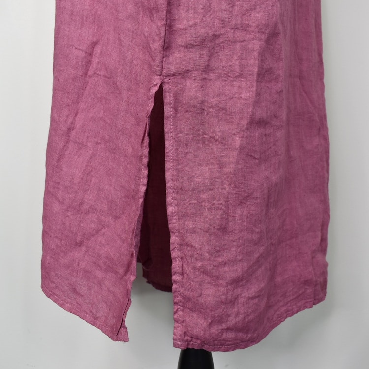 Lång Linneskjorta med fickor FUSCHIA