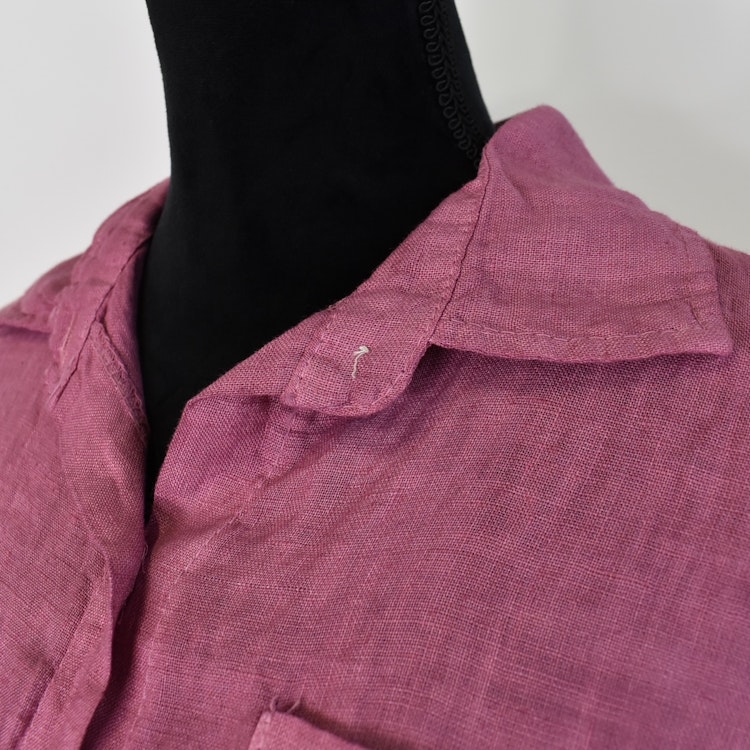 Lång Linneskjorta med fickor FUSCHIA