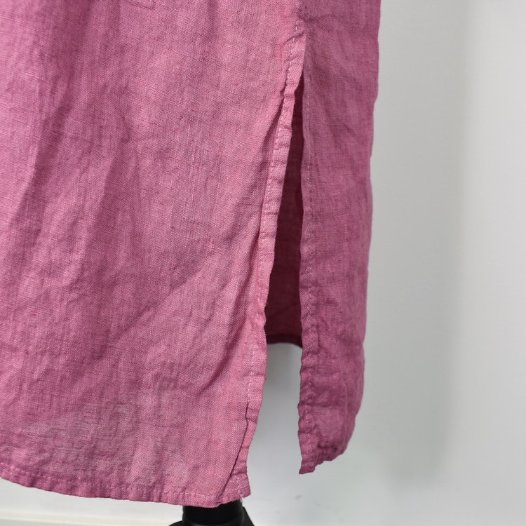 Lång Linneskjorta med fickor FUSCHIA