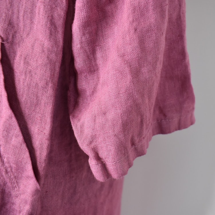 Lång Linneskjorta med fickor FUSCHIA