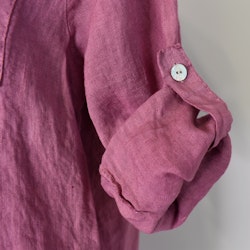 Lång Linneskjorta med fickor FUSCHIA