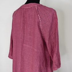 Linneklänning med spets FUSCHIA