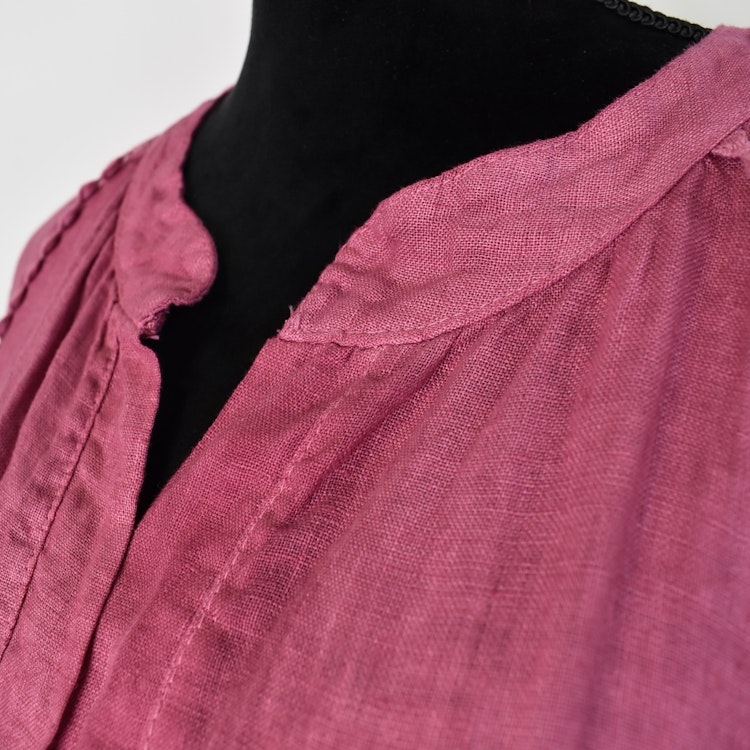 Linneklänning med spets FUSCHIA