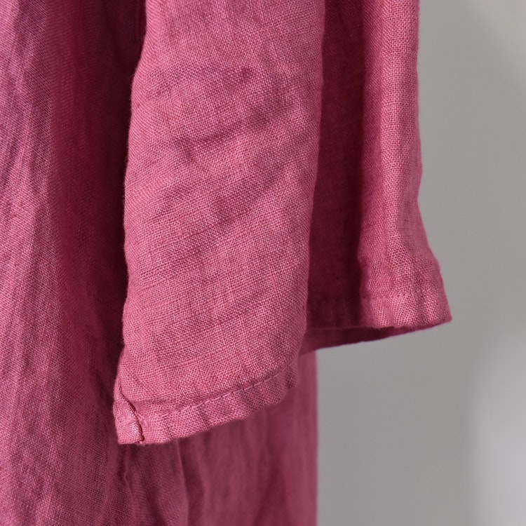 Linneklänning med spets FUSCHIA