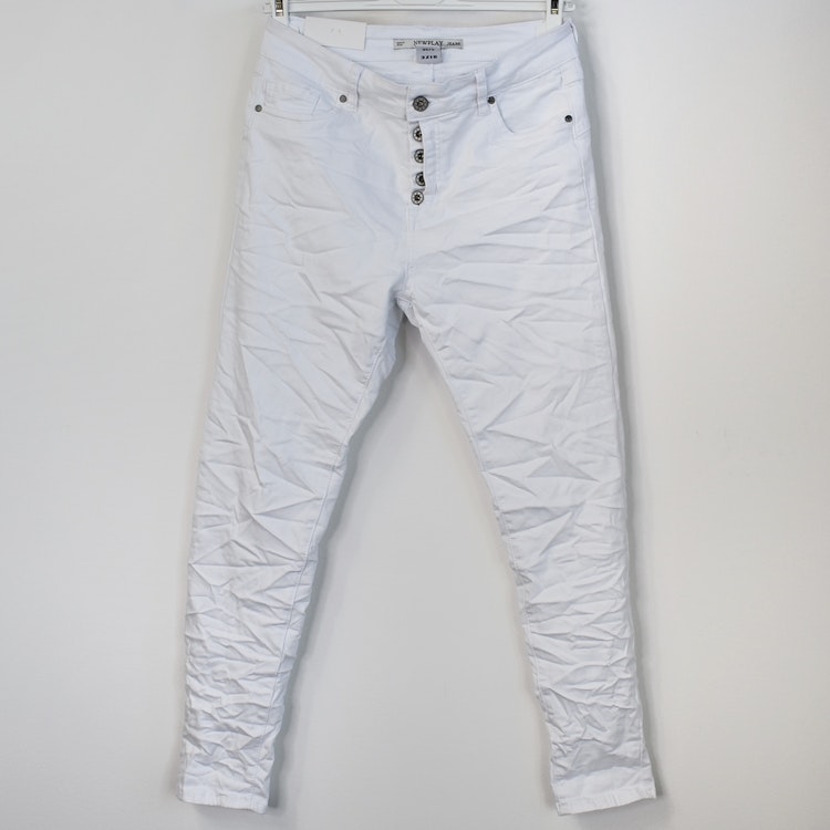 Jeans med knappar VIT - Newplay
