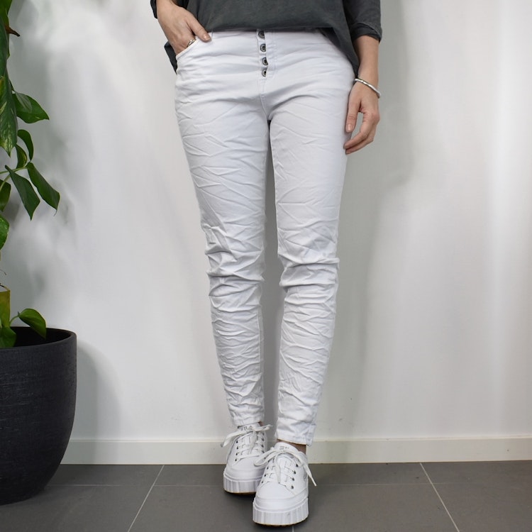 Jeans med knappar VIT - Newplay