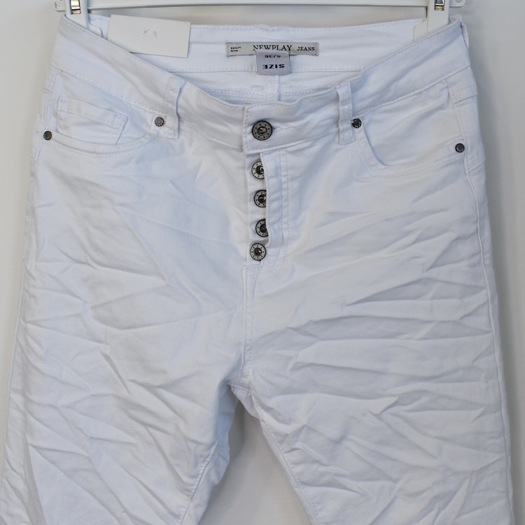 Jeans med knappar VIT - Newplay
