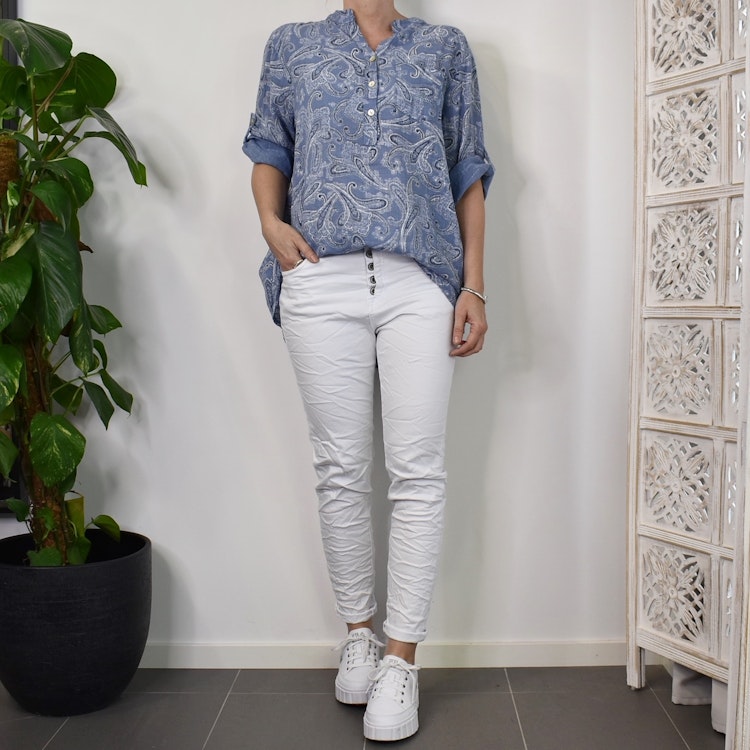 Jeans med knappar VIT - Newplay