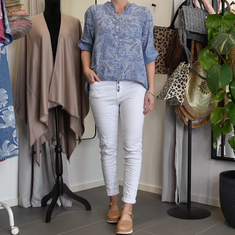 Jeans med knappar VIT - Newplay