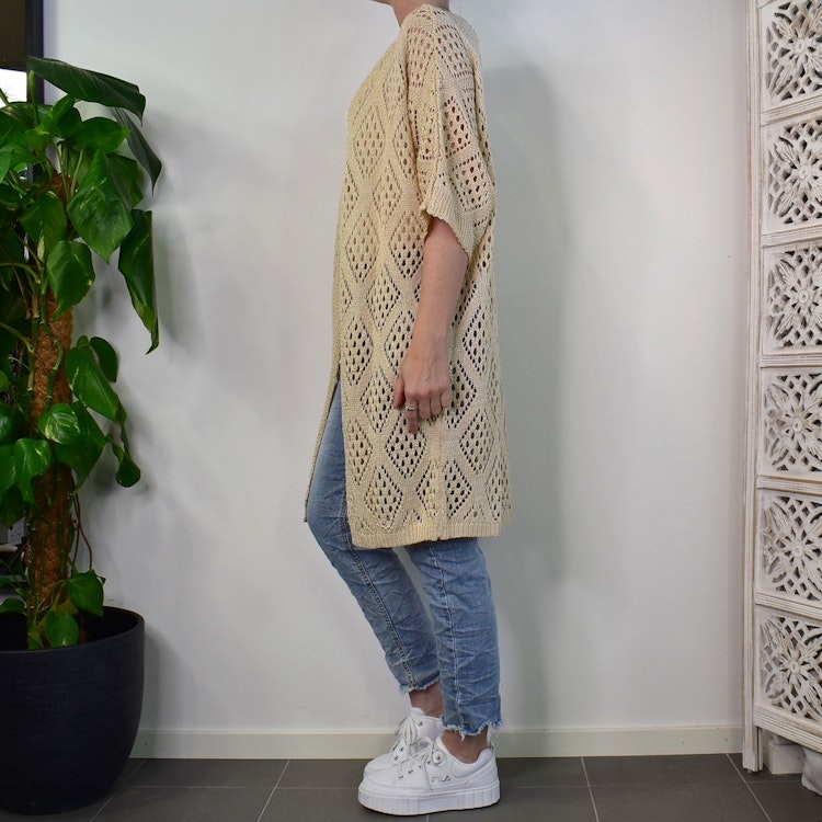 Hålmönstrad cardigan Nea BEIGE - Mix By Heart