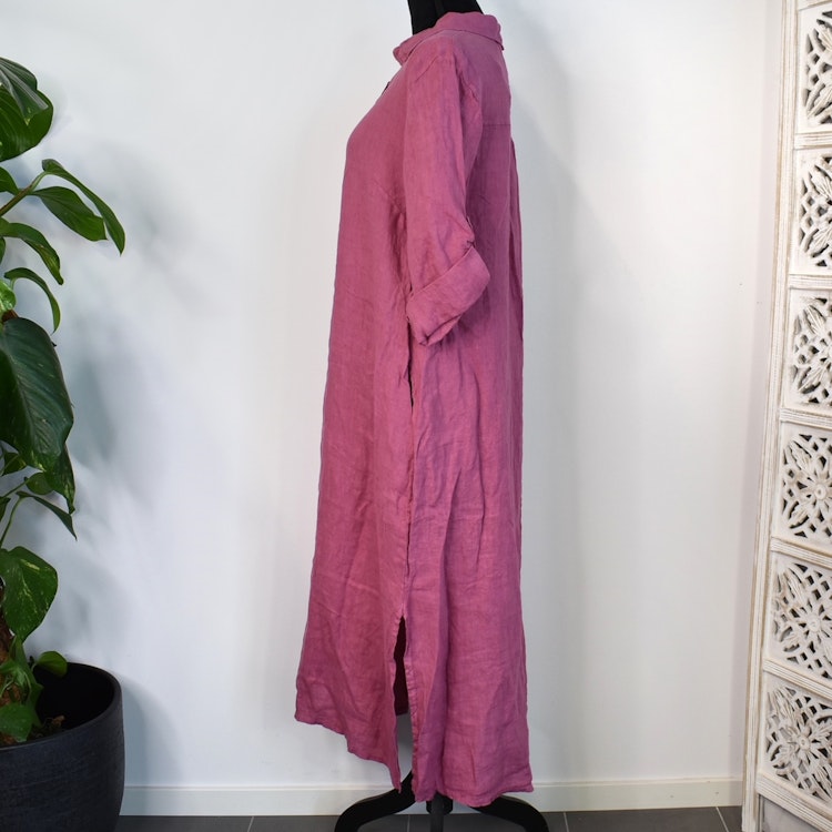 Skjortklänning med fickor FUSCHIA