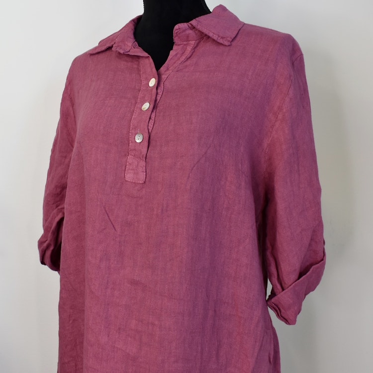 Skjortklänning med fickor FUSCHIA