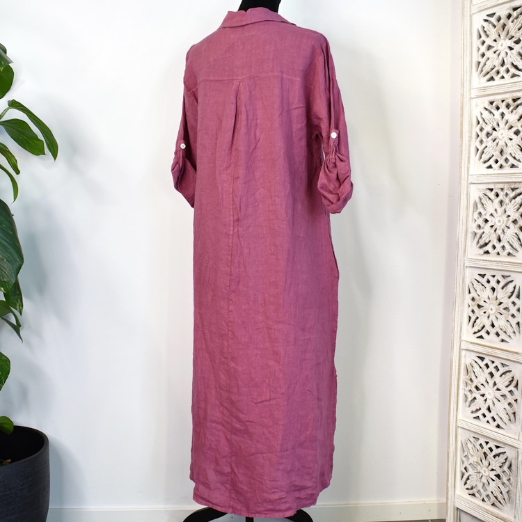 Skjortklänning med fickor FUSCHIA
