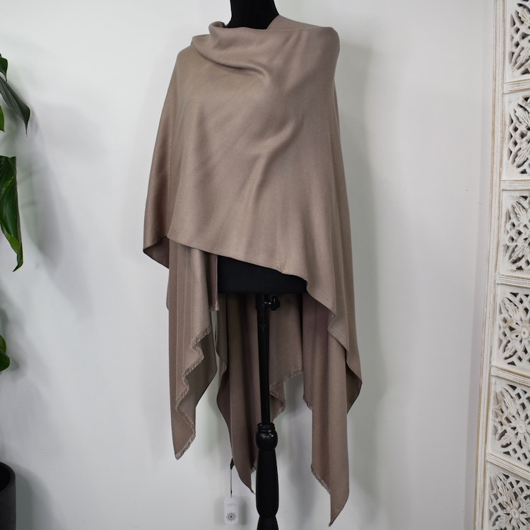 Poncho-sjal TAUPE